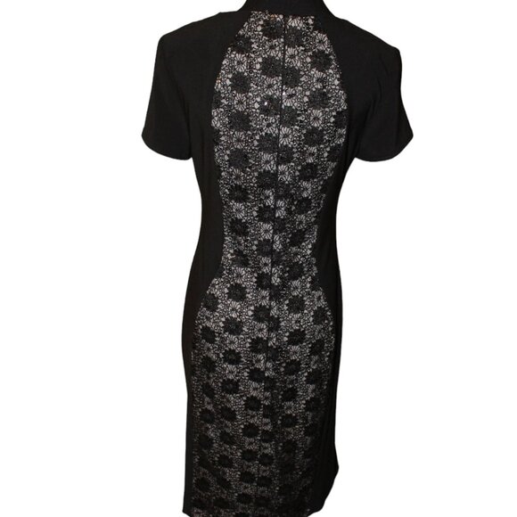 Dressbarn Collection Black Lace Sequin Slim Bodycon Evening Dress, Size 6 EUC - Picture 3 of 11